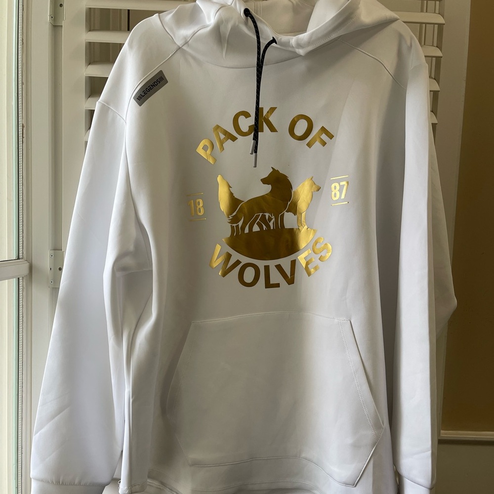 Legends XXL White Hoodie with Gold Pack of Wolves Design